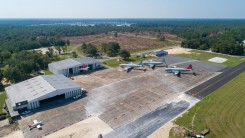 hangars with airplanes