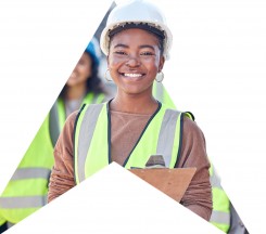 construction worker on triangle graphic